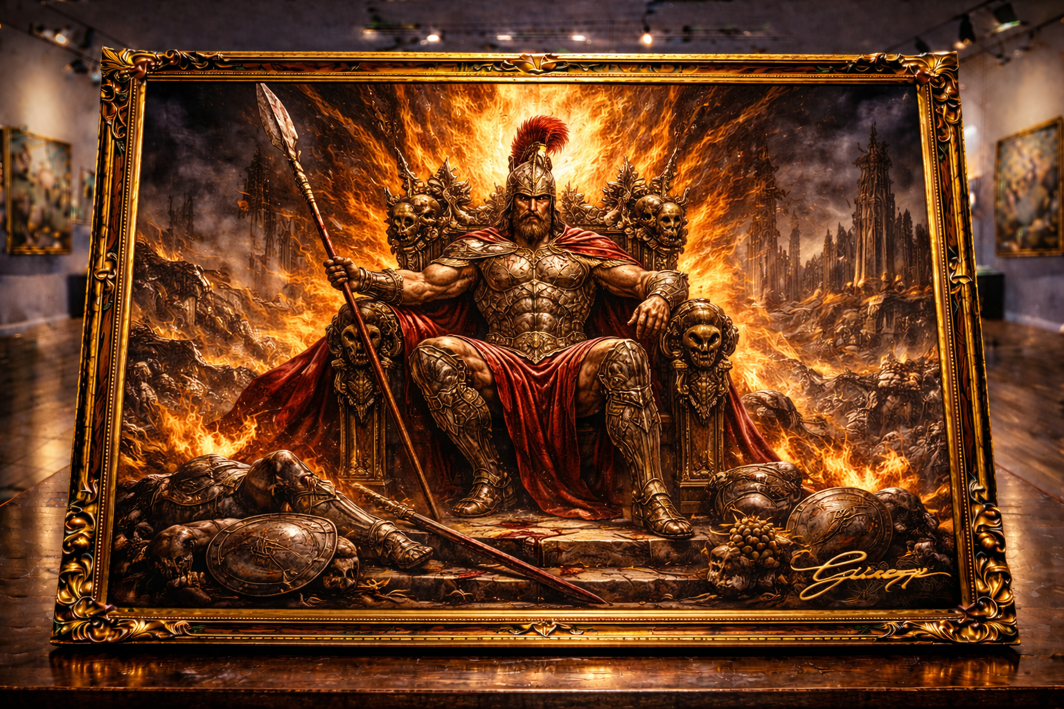 Ares, god of war, on throne